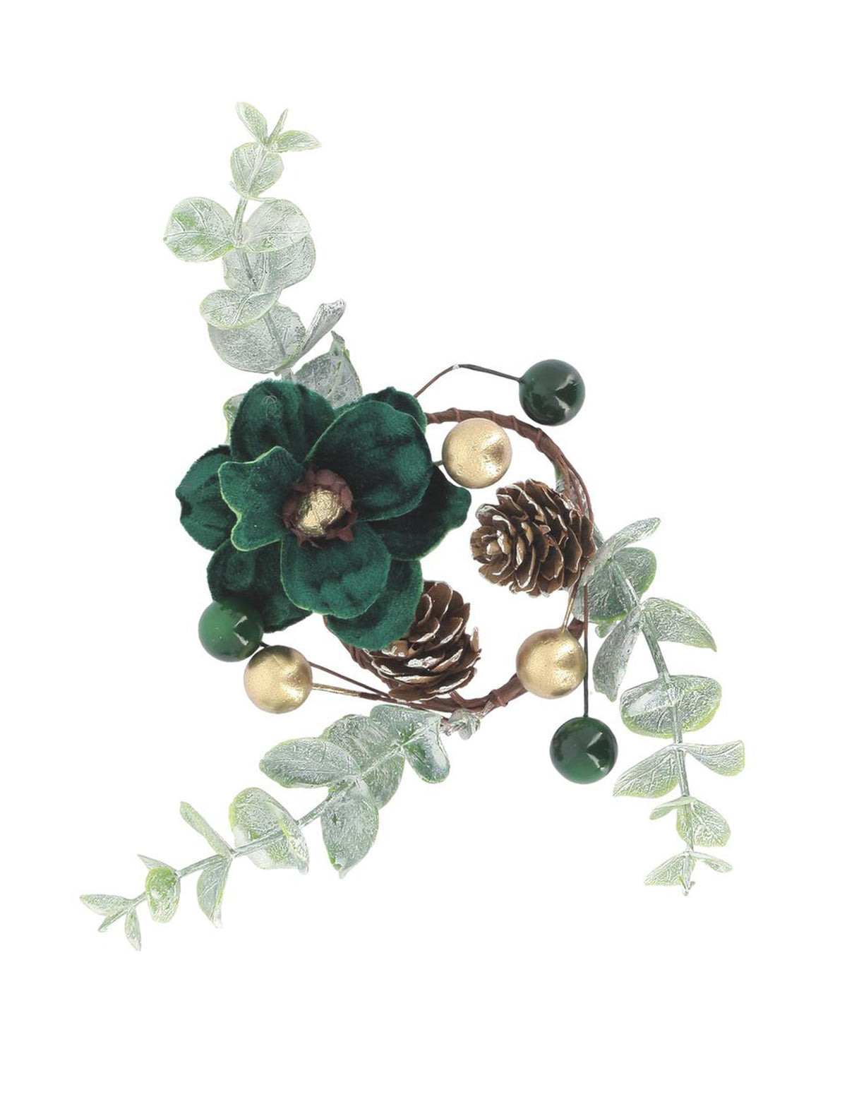 Argola de guardanapo Elegância veludo verde escuro e dourado 14 cm