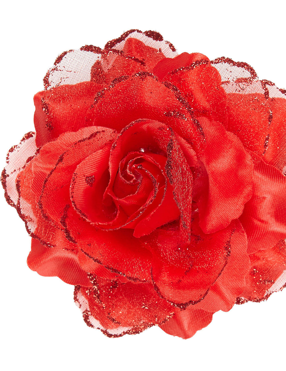 Rose pour cheveux pour femme rouge avec paillettes