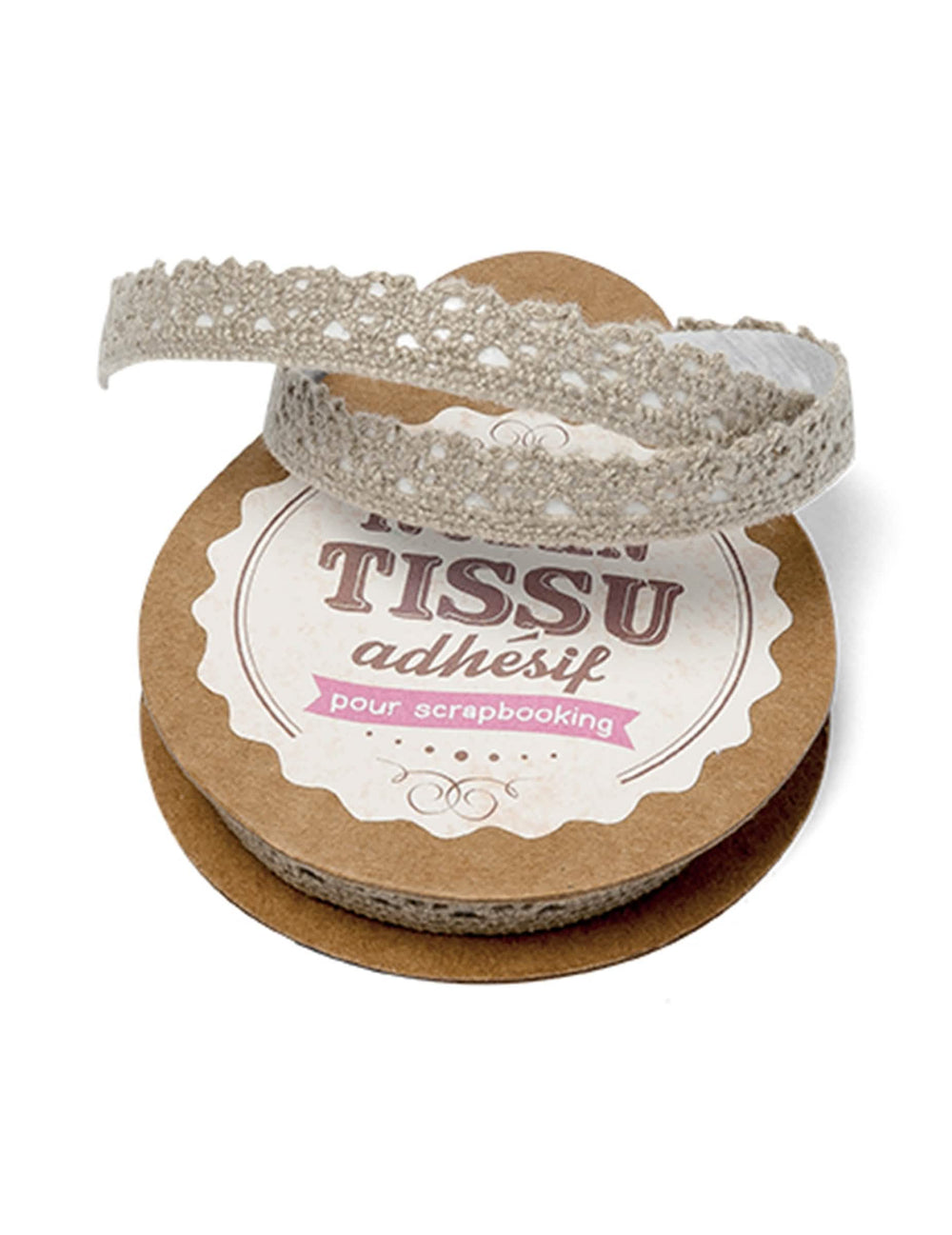 Fita adesiva de renda para scrapbooking taupe