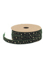 Fita com estrelas veludo verde escuro e dourado 1 cm x 3 m