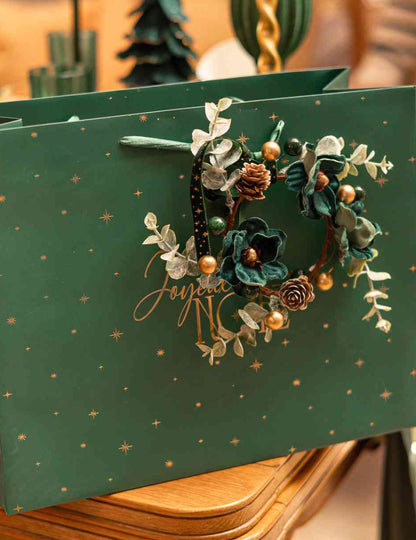 Fita com estrelas veludo verde escuro e dourado 1 cm x 3 m