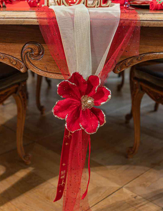 Fita de veludo vermelho e dourada Feliz Natal 2,5 cm x 3 m