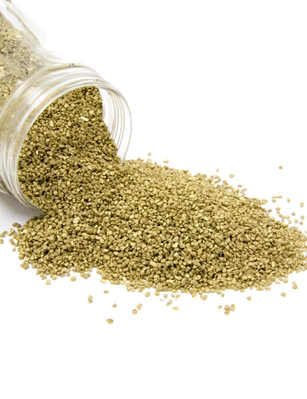Areia metálica para decoração de mesa dourado