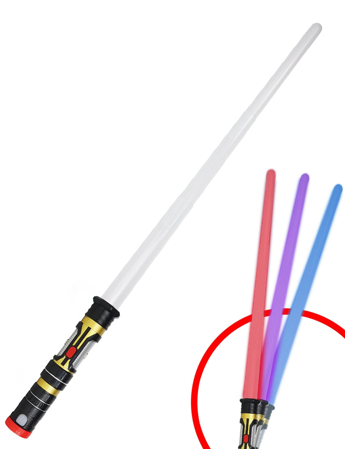 Sabre de luz retrátil 3 em 1 para criança vermelho azul e roxo