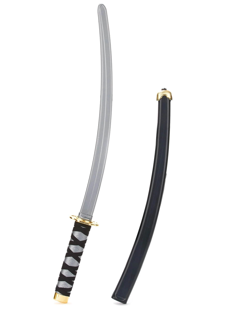 Plano aproximado da lâmina e da bainha do sabre ninja em plástico para adulto