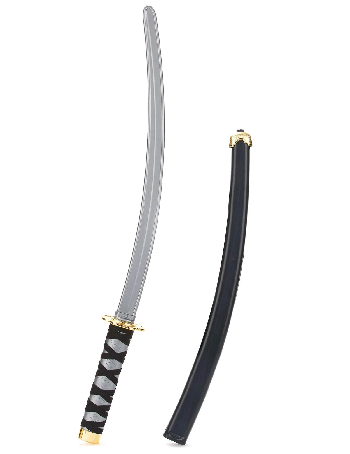 Plano aproximado da lâmina e da bainha do sabre ninja em plástico para adulto