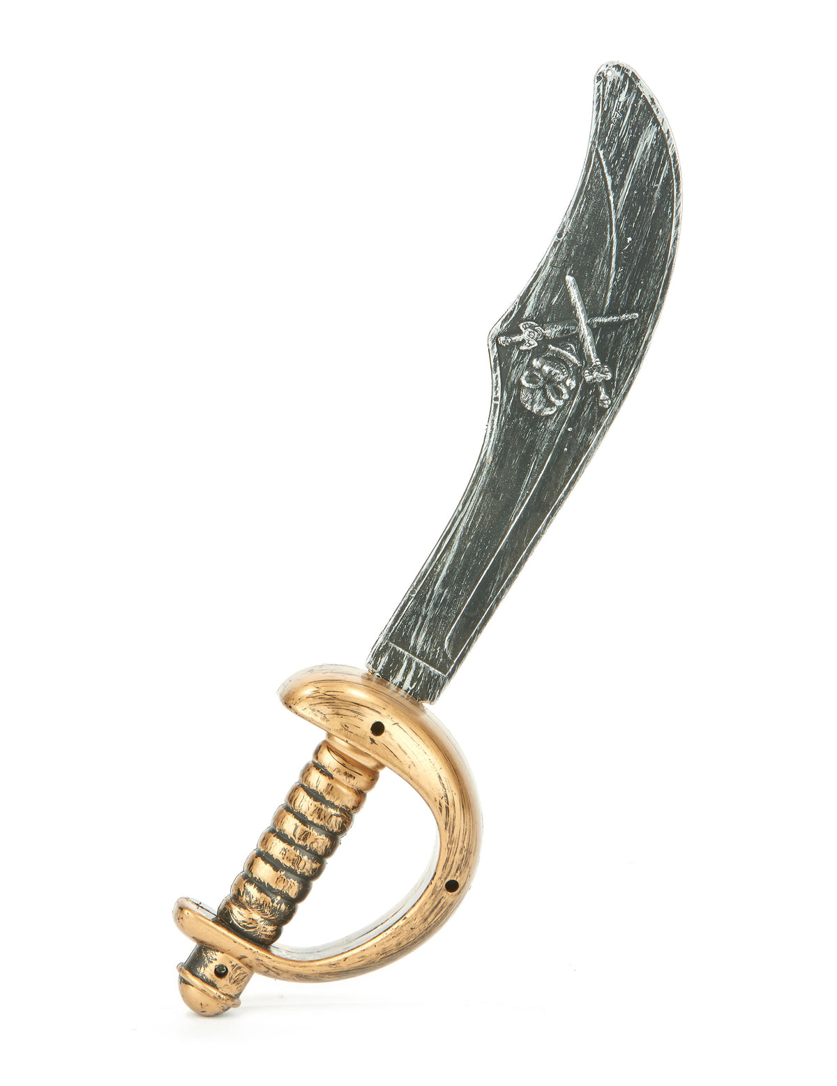 Sabre pirate en plastique pour enfant ou adulte gris et or avec tête de mort