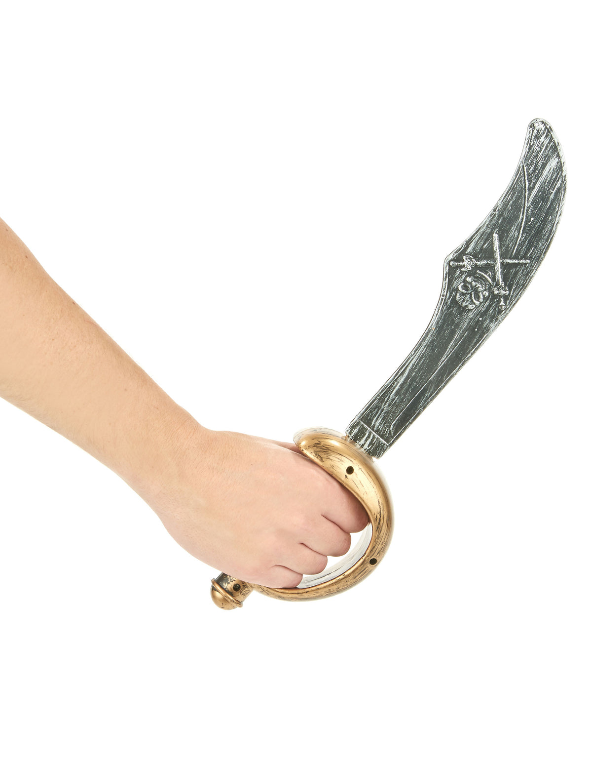 Détail de la prise en main du sabre pirate en plastique