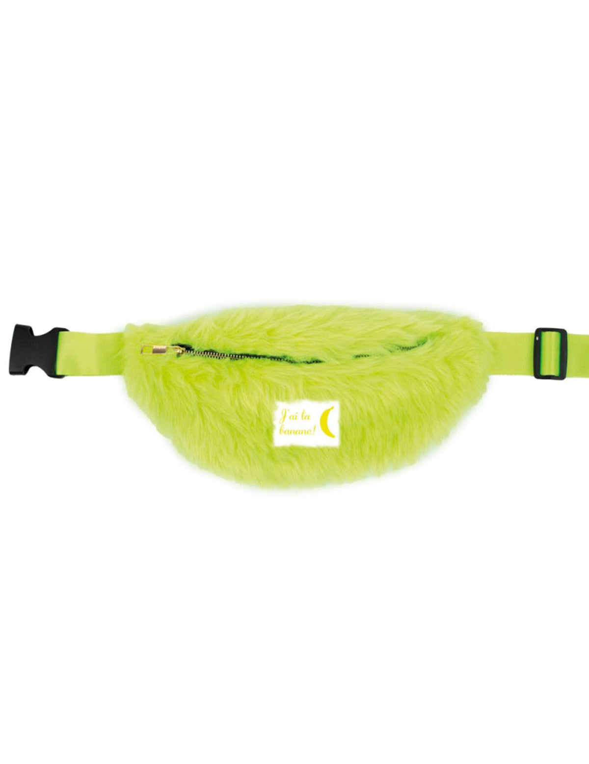 Détail du slogan J'ai la banane du sac banane à poils pour adulte jaune