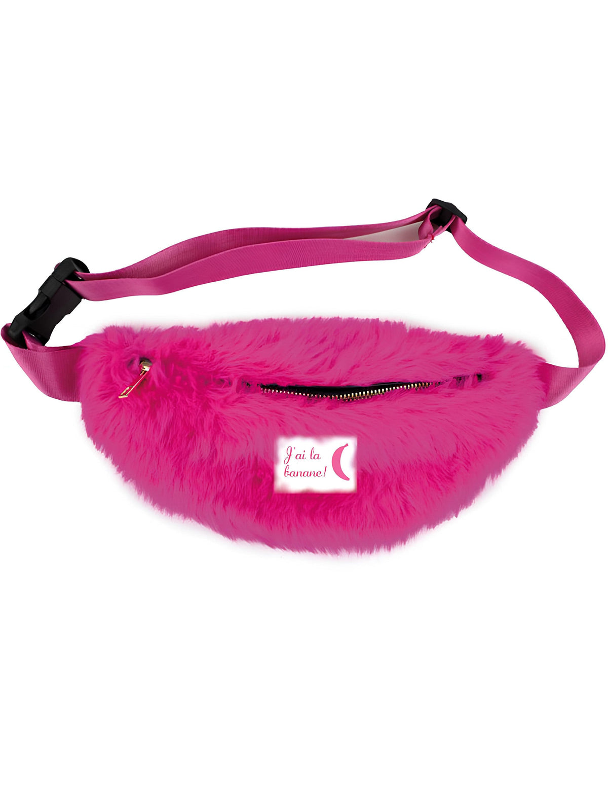 Sac banane à poils pour adulte rose fuchsia