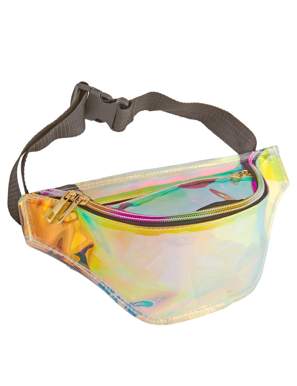 Bolsa de cintura holográfica anos 80 para adulto iridescente multicores