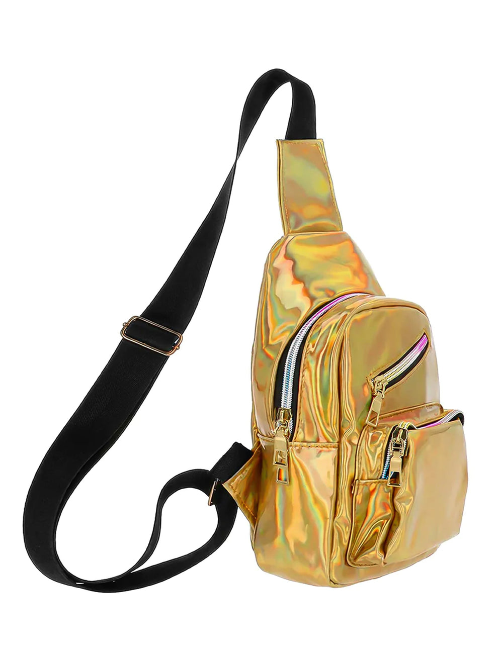 Vue de profil du sac bandoulière holographique deluxe