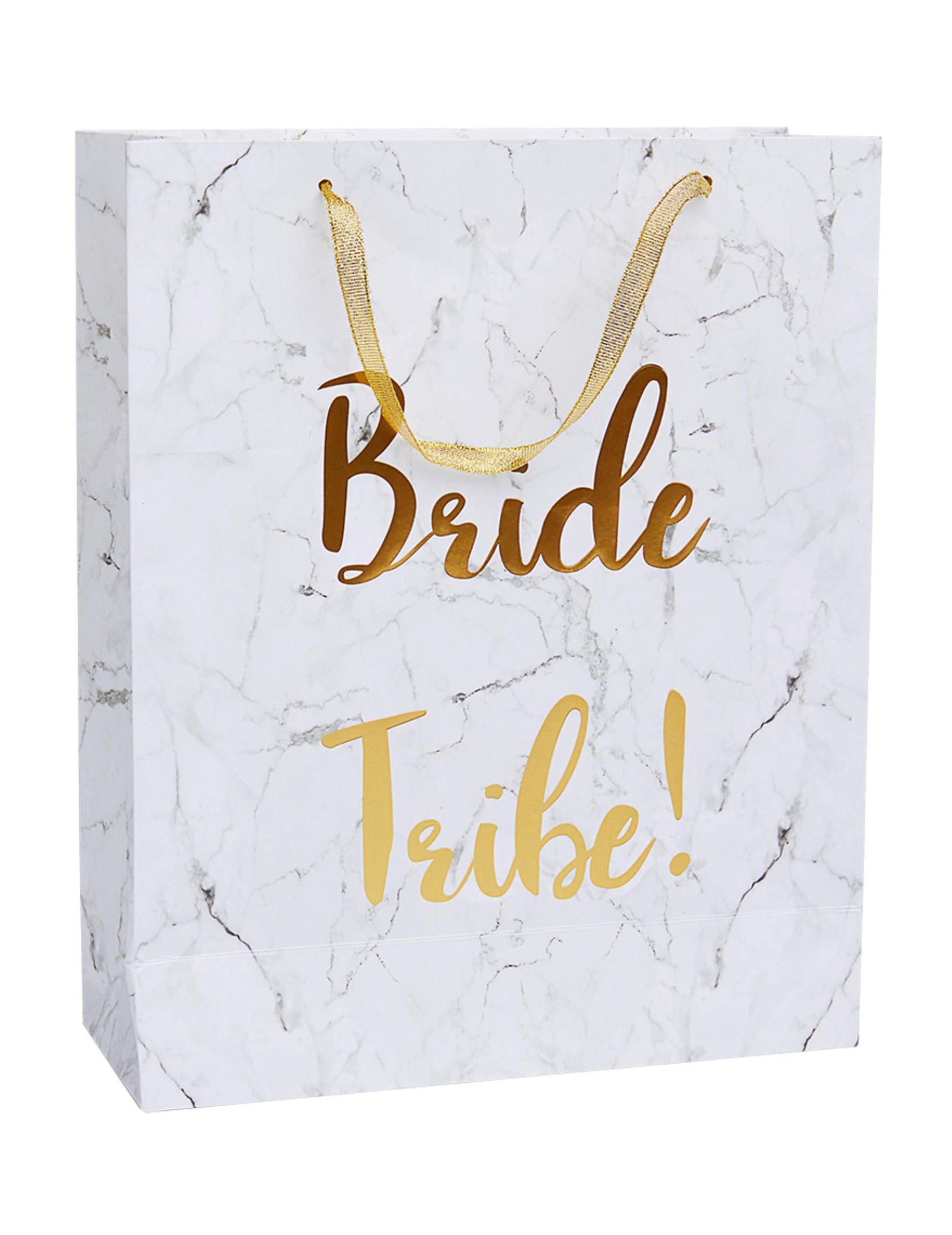 Sac cadeau Bride Tribe pour EVJF marbre blanc et doré