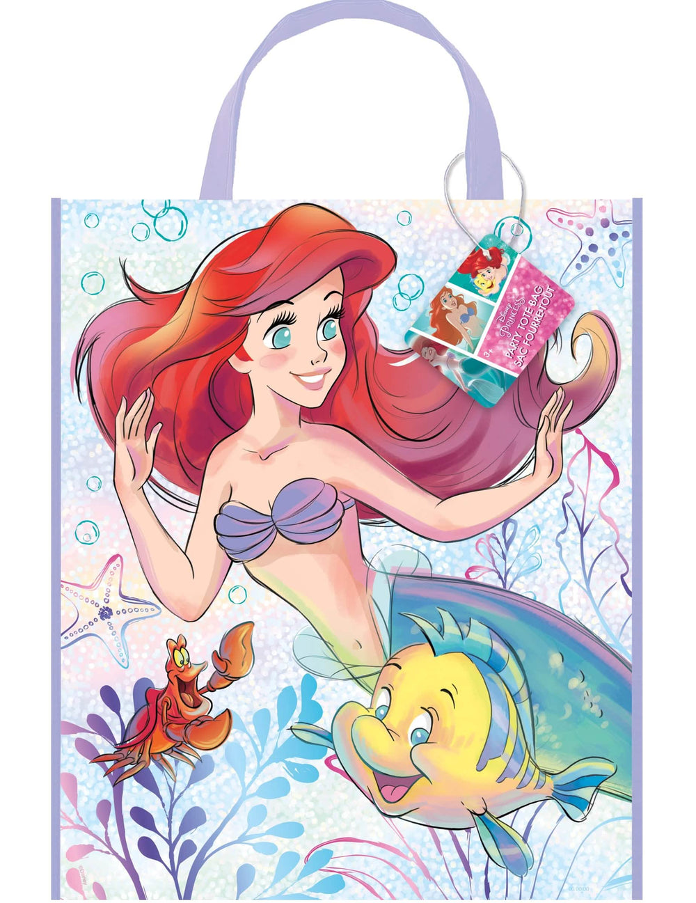 Saco de oferta A Pequena Sereia Ariel para criança azul e roxo com Polochon e Sébastien