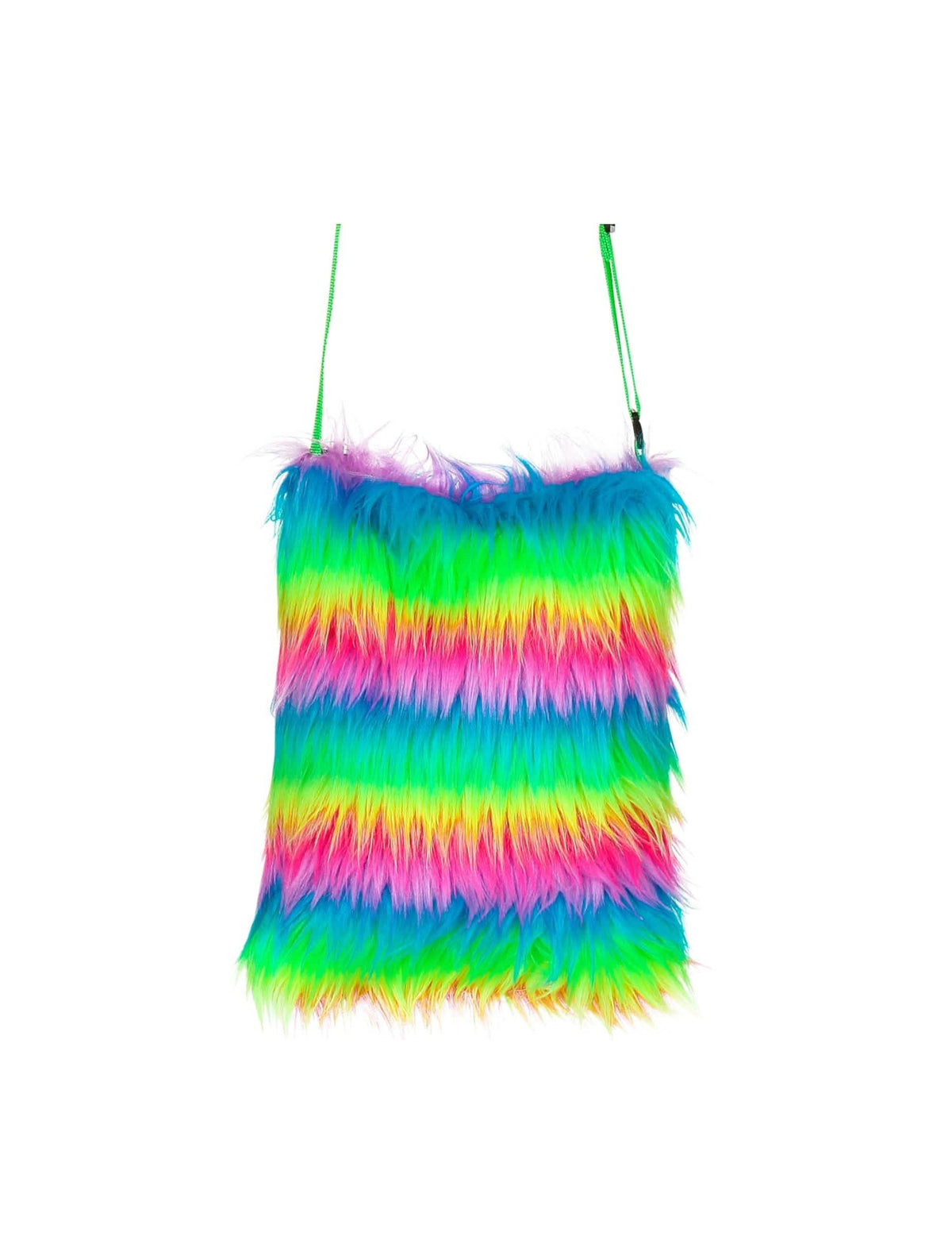 Saco de peluche multicores para adulto arco-íris fluo de pelos compridos