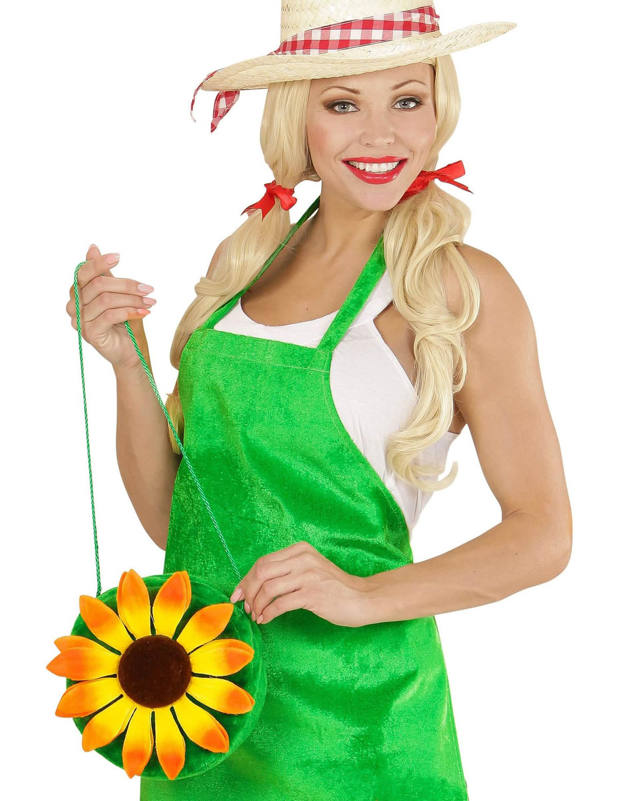 Saco hippie para mulher verde com flor de girassol