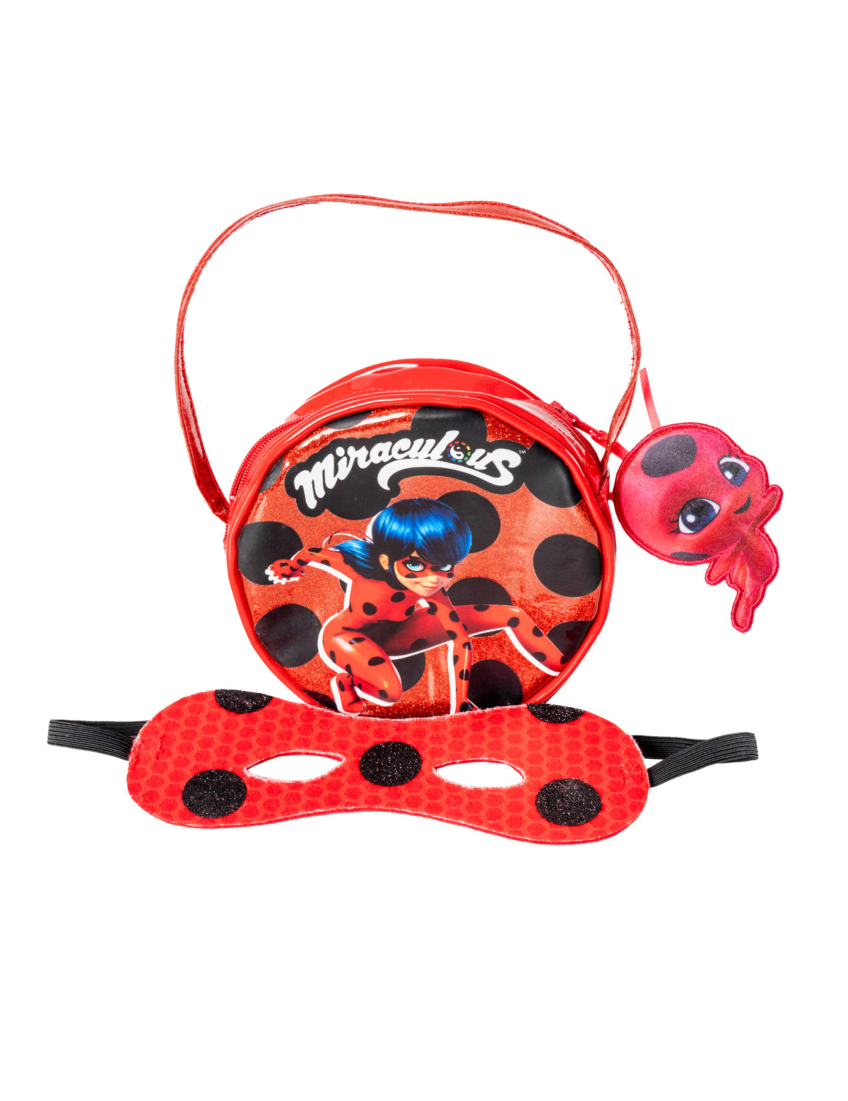 Sac Ladybug avec peluche Tikki pour enfant rouge à pois noirs avec masque