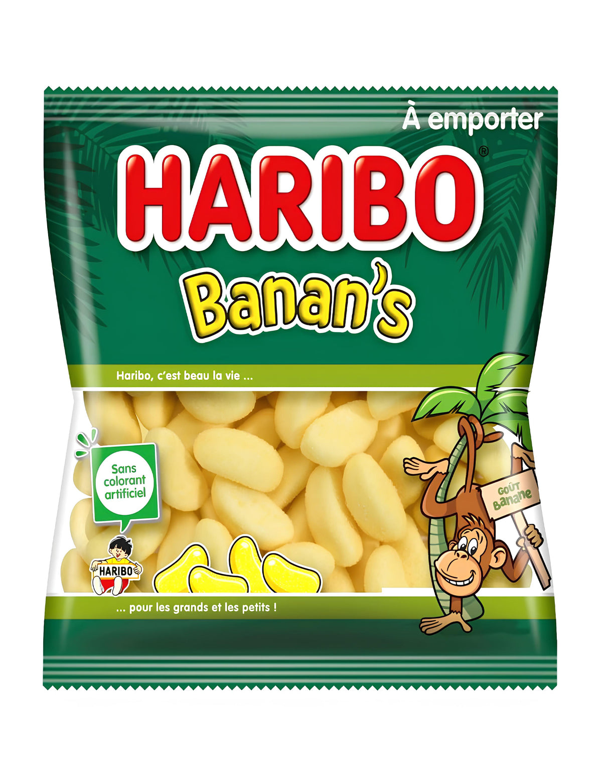 Sachet de bonbons Banane Haribo pour adultes et enfants jaune