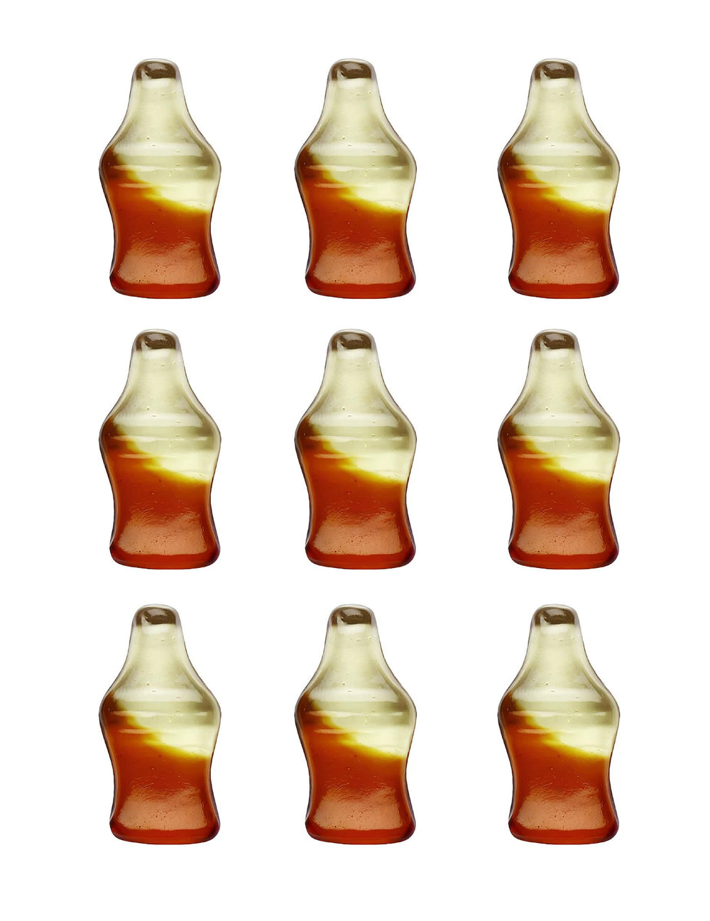 Detalhes dos rebuçados em forma de garrafa do saco de rebuçados Haribo Happy Cola