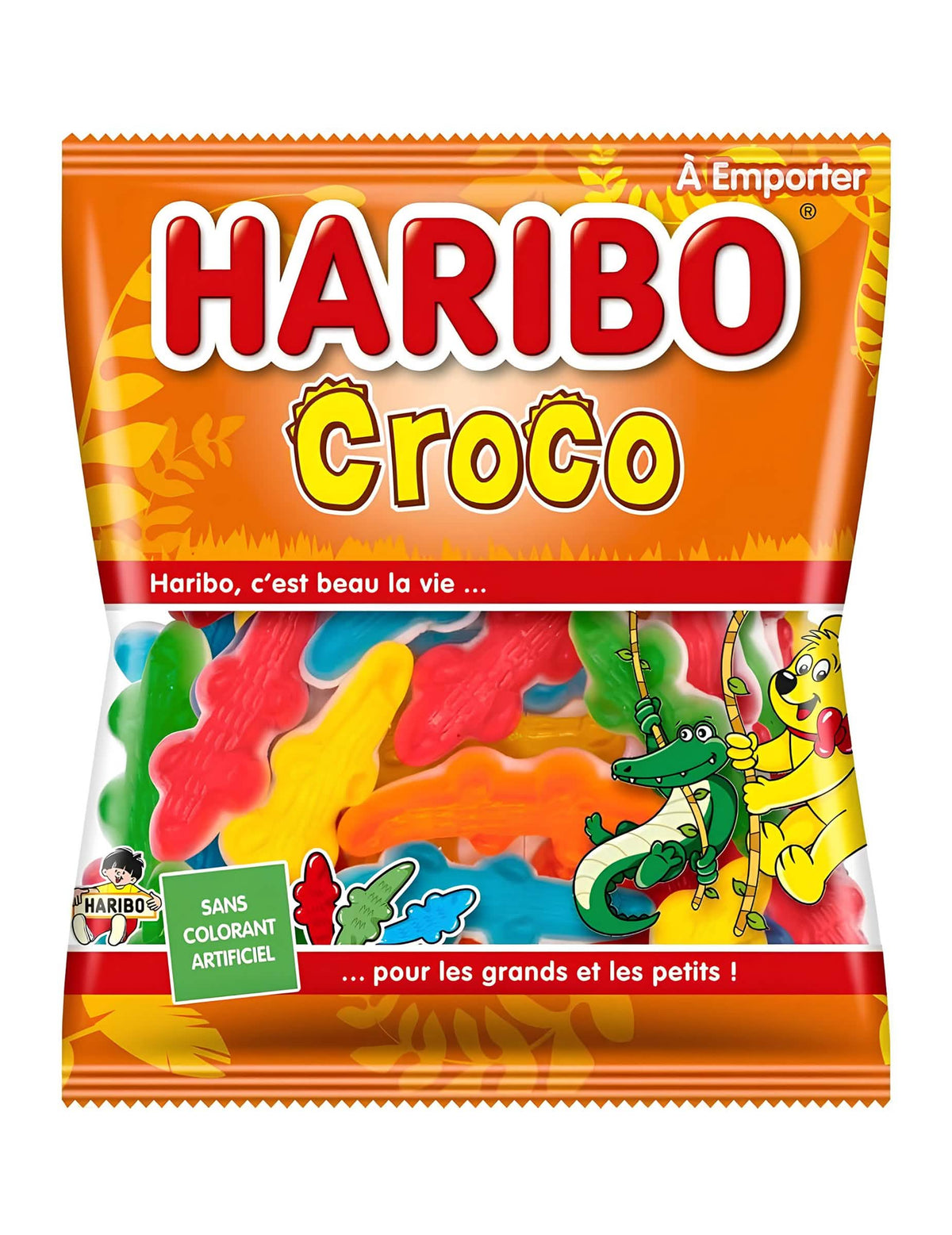 Saco de rebuçados Haribo Croco para pequenos e graúdos multicolorido