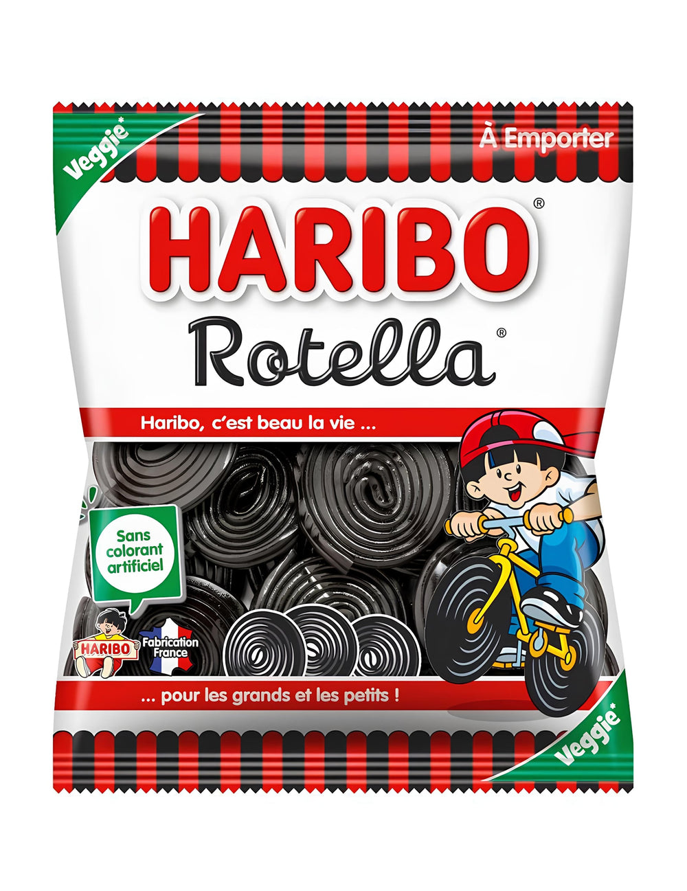 Sachet de bonbons Rotella Haribo pour petits et grands réglisse noire veggie