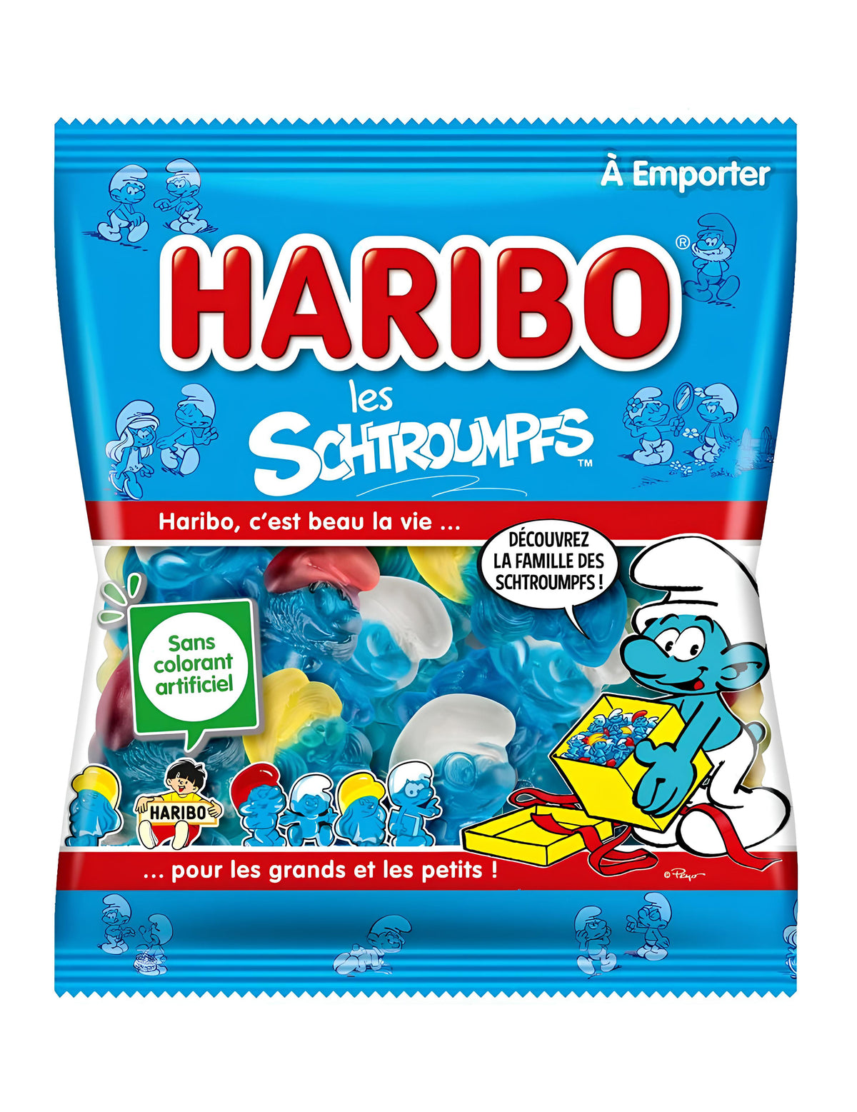 Sachet de bonbons Schtroumpfs Haribo pour petits et grands bleu et blanc 120 g