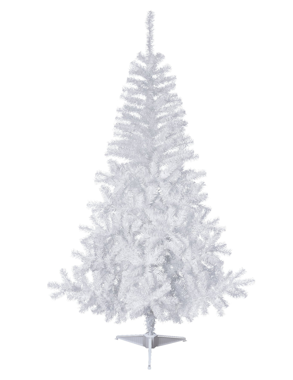 Vue de face du sapin artificiel enneigé blanc réaliste sur pied