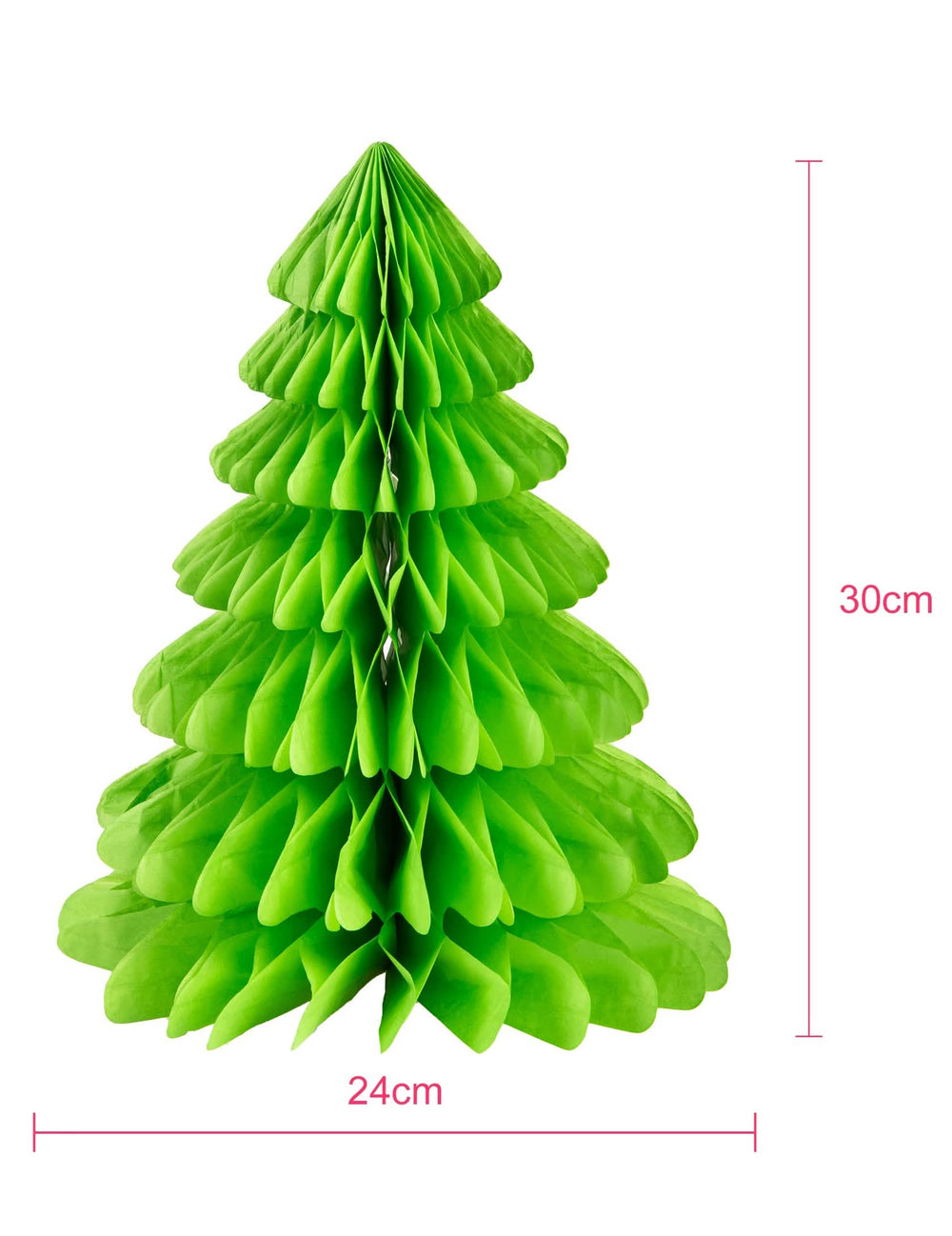 Dimensões do pinheiro de natal em papel para decoração verde alveolado