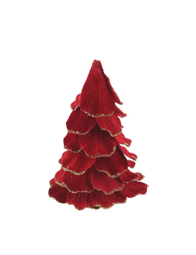 Árvore de Natal veludo vermelho e dourado 12 x 16 cm