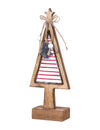 Sapin sur socle décoration Noël pour intérieur en bois lumineux à rayures rouges et blanches