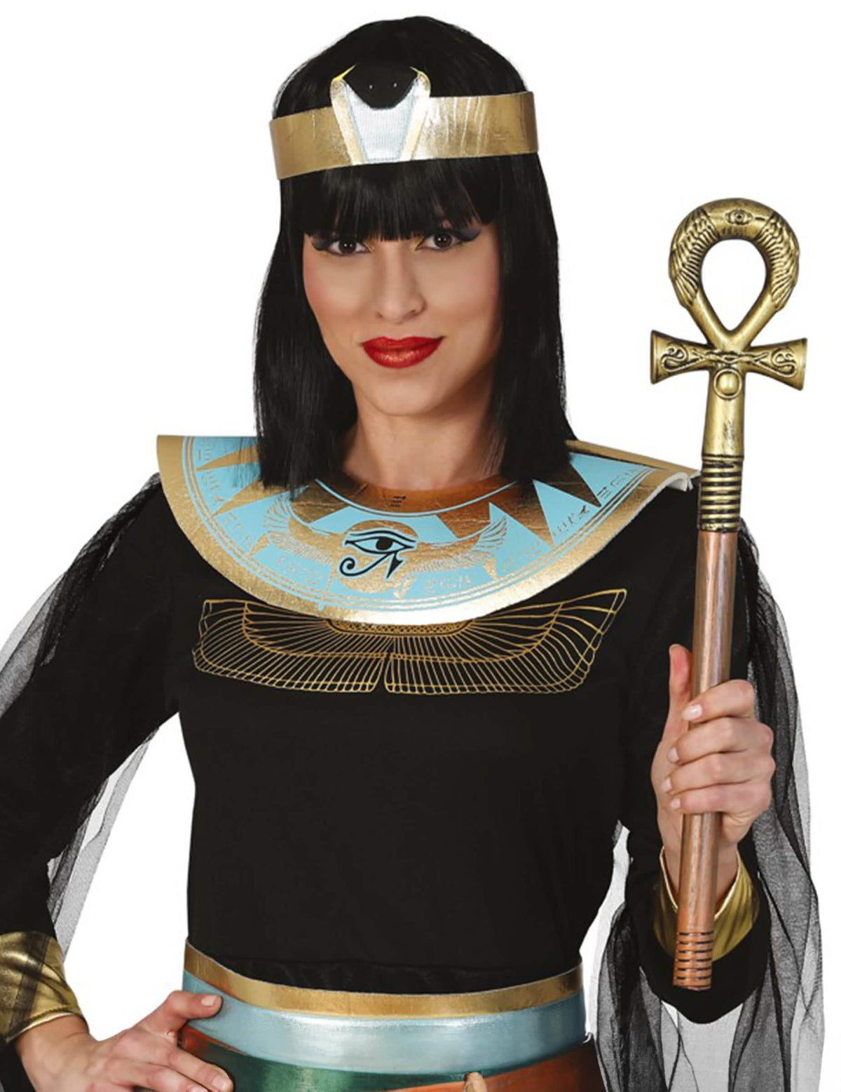 Cetro Ânkh egípcio para mulher cor dourado