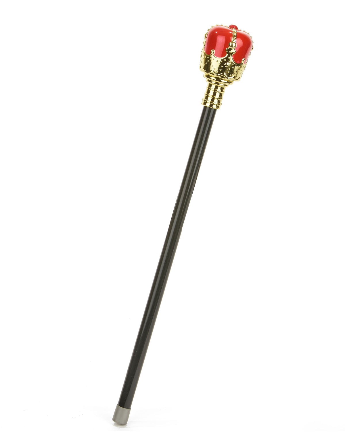 Sceptre royal pour adulte et enfant noir avec couronne rouge et dorée