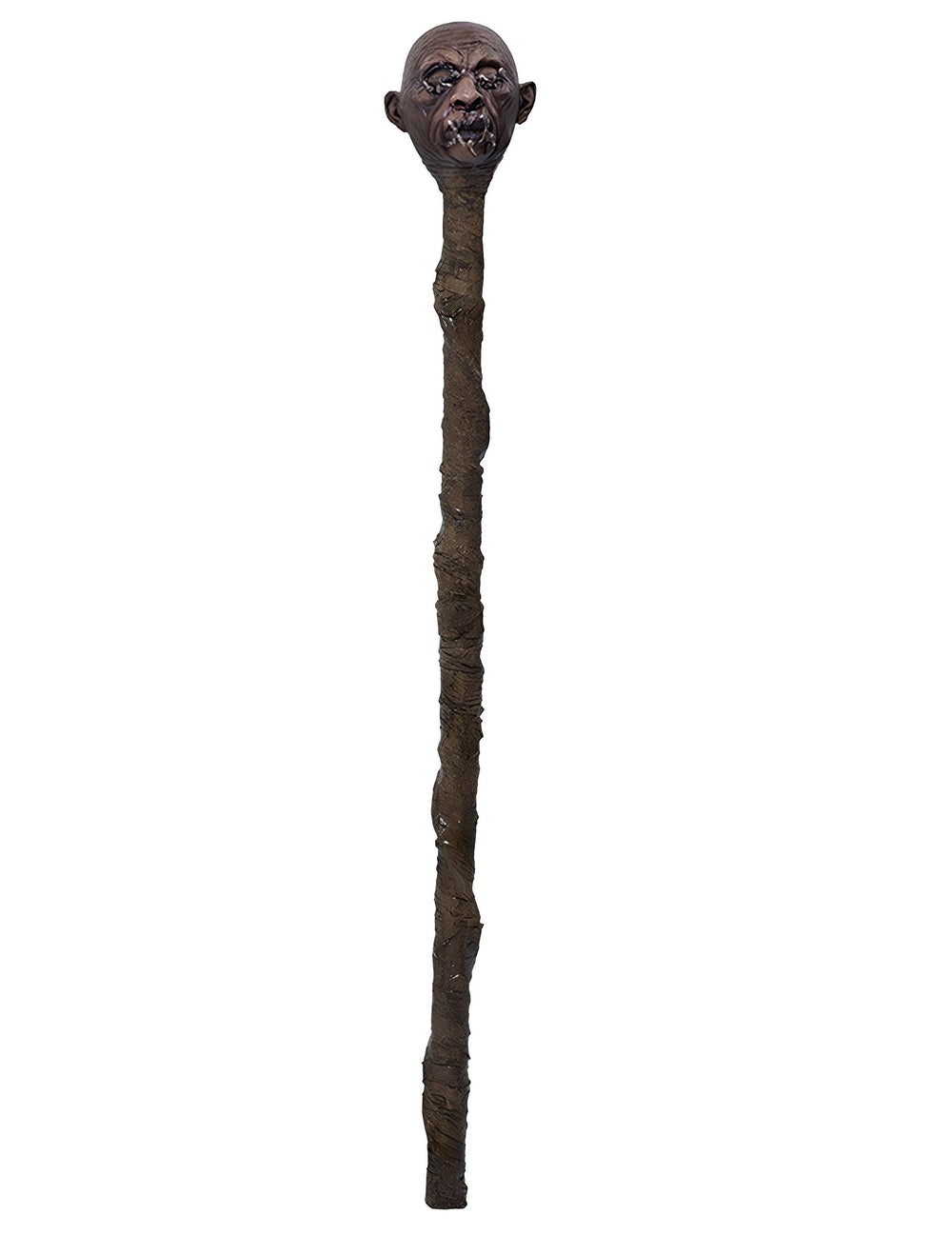 Sceptre tête vaudou luxe pour adulte marron avec tête réduite