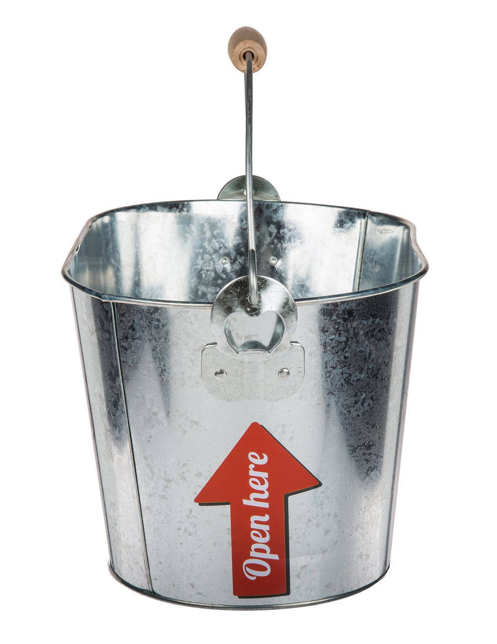 Détail du décapsuleur intégré du seau à boisson métallique Cold Beer