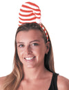 Serre-tête bonnet candy pour adulte rayé rouge et blanc