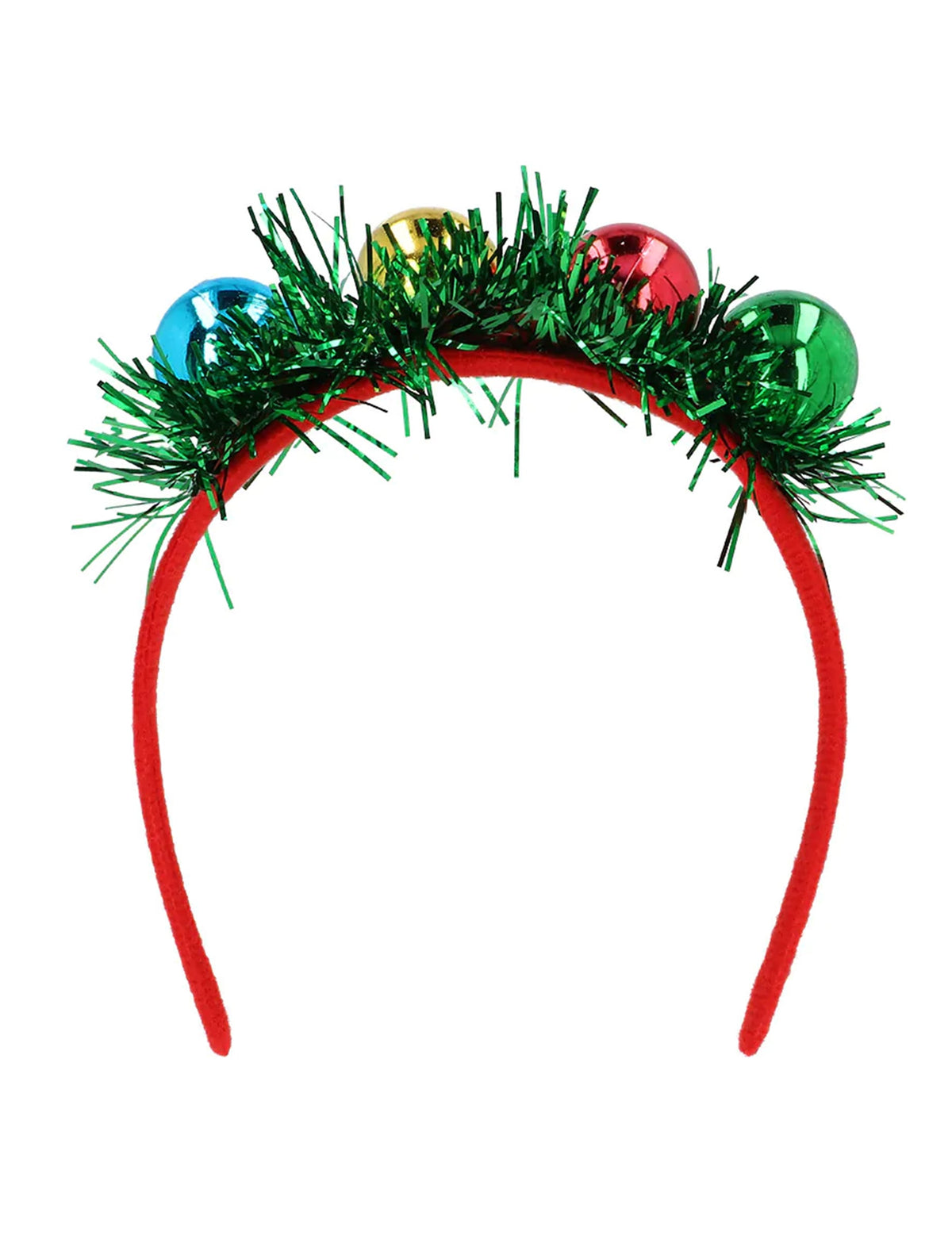Détail des décorations du serre-tête boules de Noël pour adulte