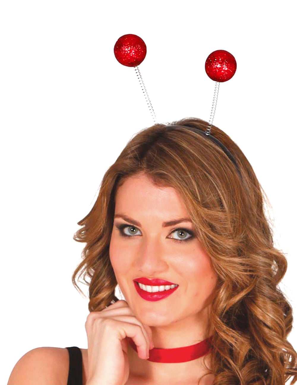 Serre-tête boules paillettées pour adulte rouge