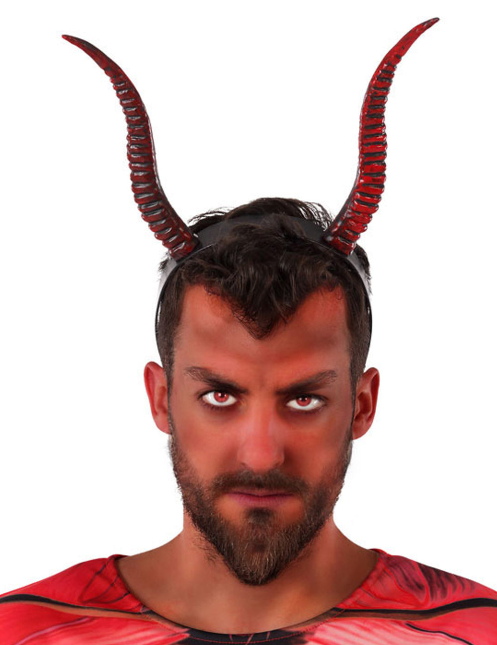 Serre-tête cornes de diable pour adulte rouges et noires texturées