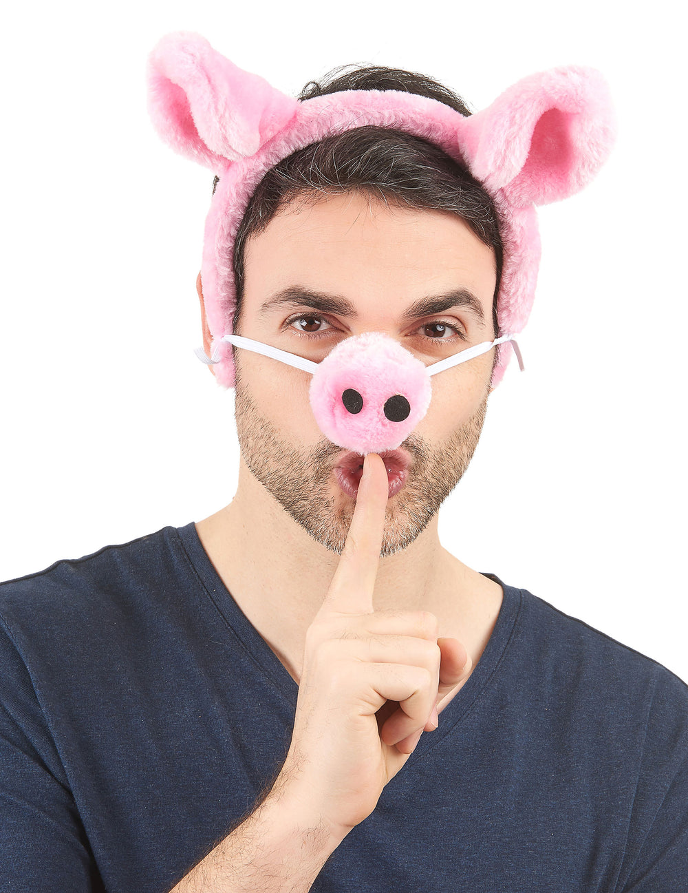 Vue de face du serre-tête et nez de cochon pour adulte