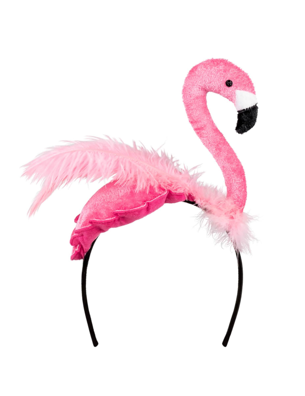 Acessório de cabeça flamingo adulto cor de rosa com penas