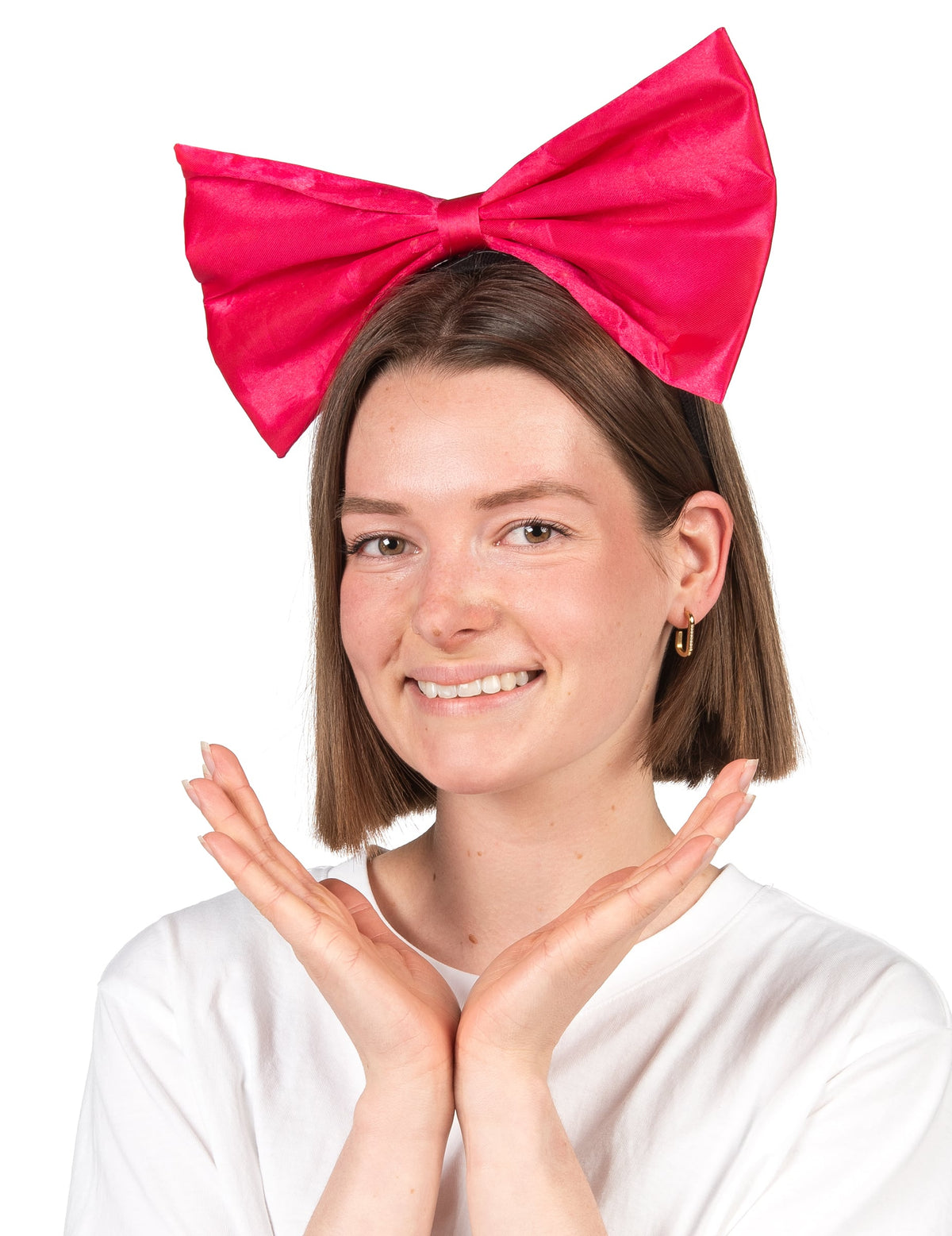 Serre-tête gros nœud pour adulte rose fluo
