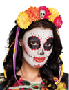 Serre-tête grosses fleurs Dia de los muertos pour adulte multicolore avec crâne