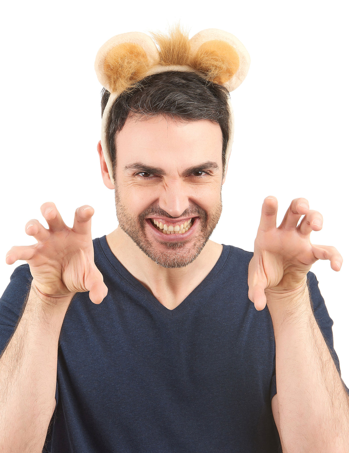 Vue de face du serre-tête lion adulte