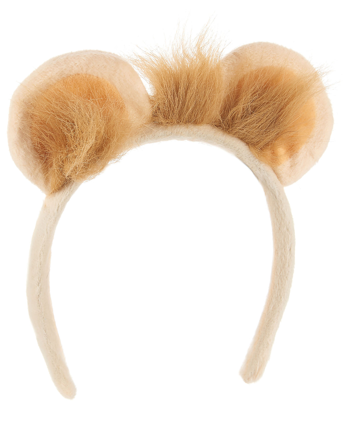 Serre-tête lion pour adulte beige avec oreilles en fourrure