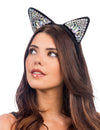 Tiara orelhas de gato com strass adulto