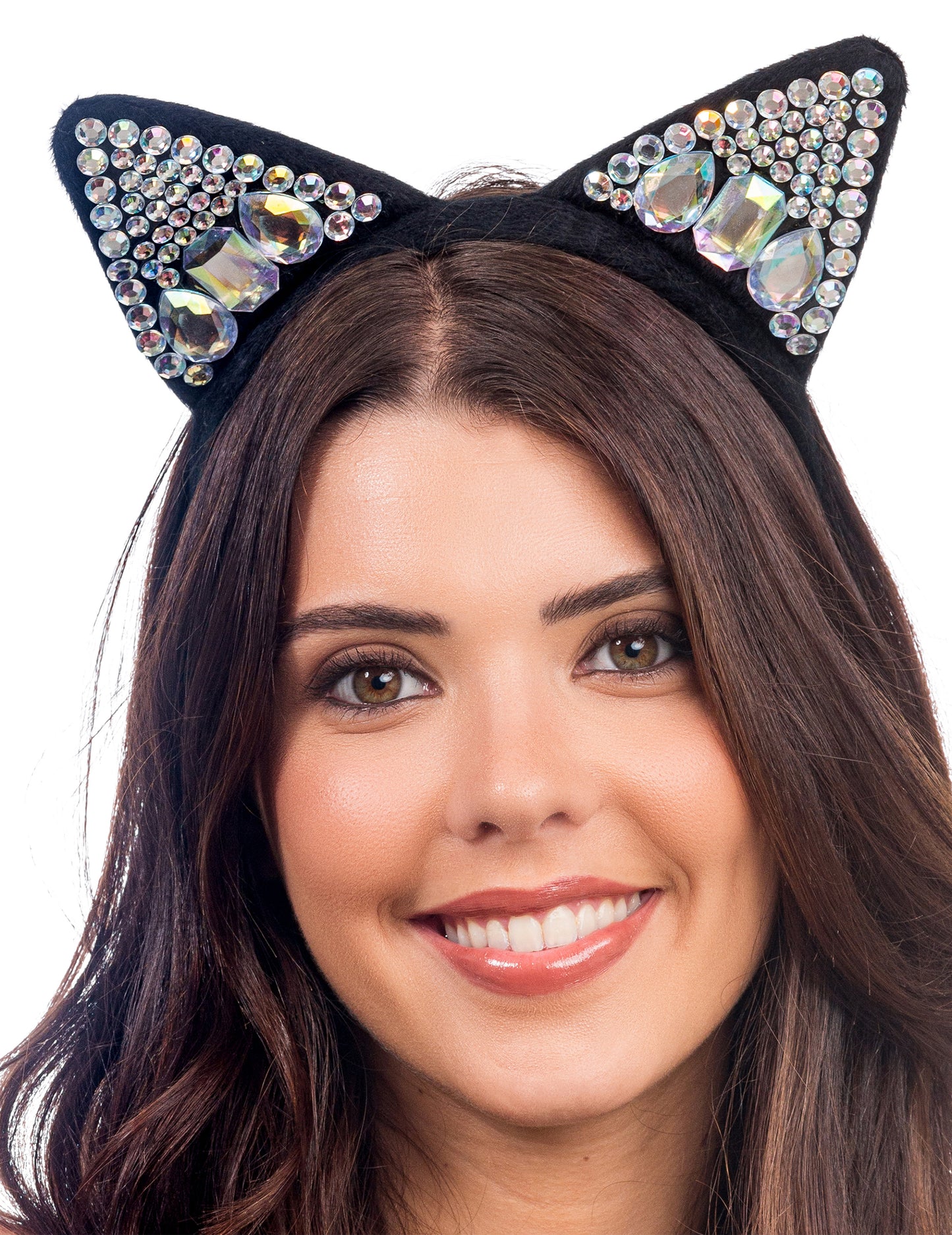 Tiara orelhas de gato com strass adulto