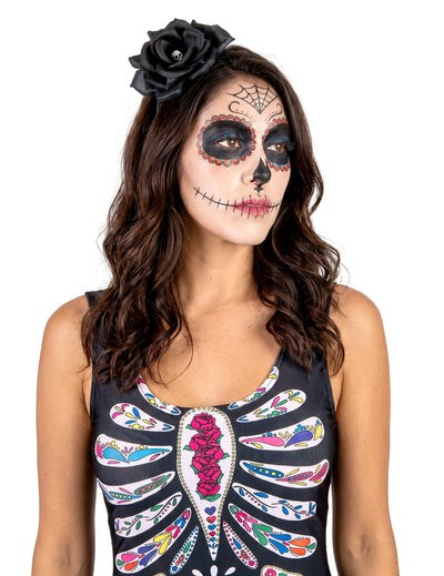Bandolete Rosa preta Dia de los Muertos adulto