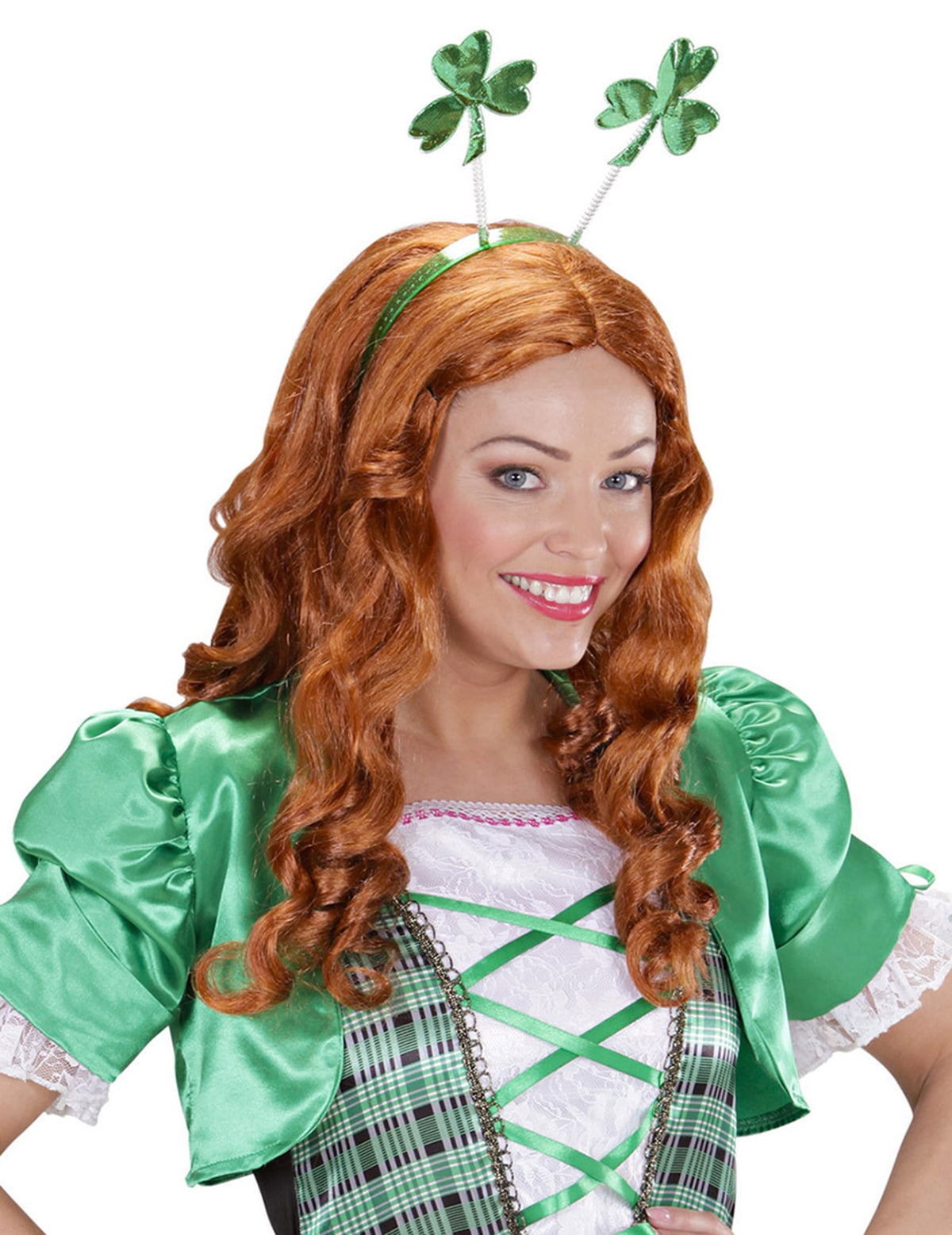 Serre-tête trèfles Saint Patrick pour adulte vert à ressorts