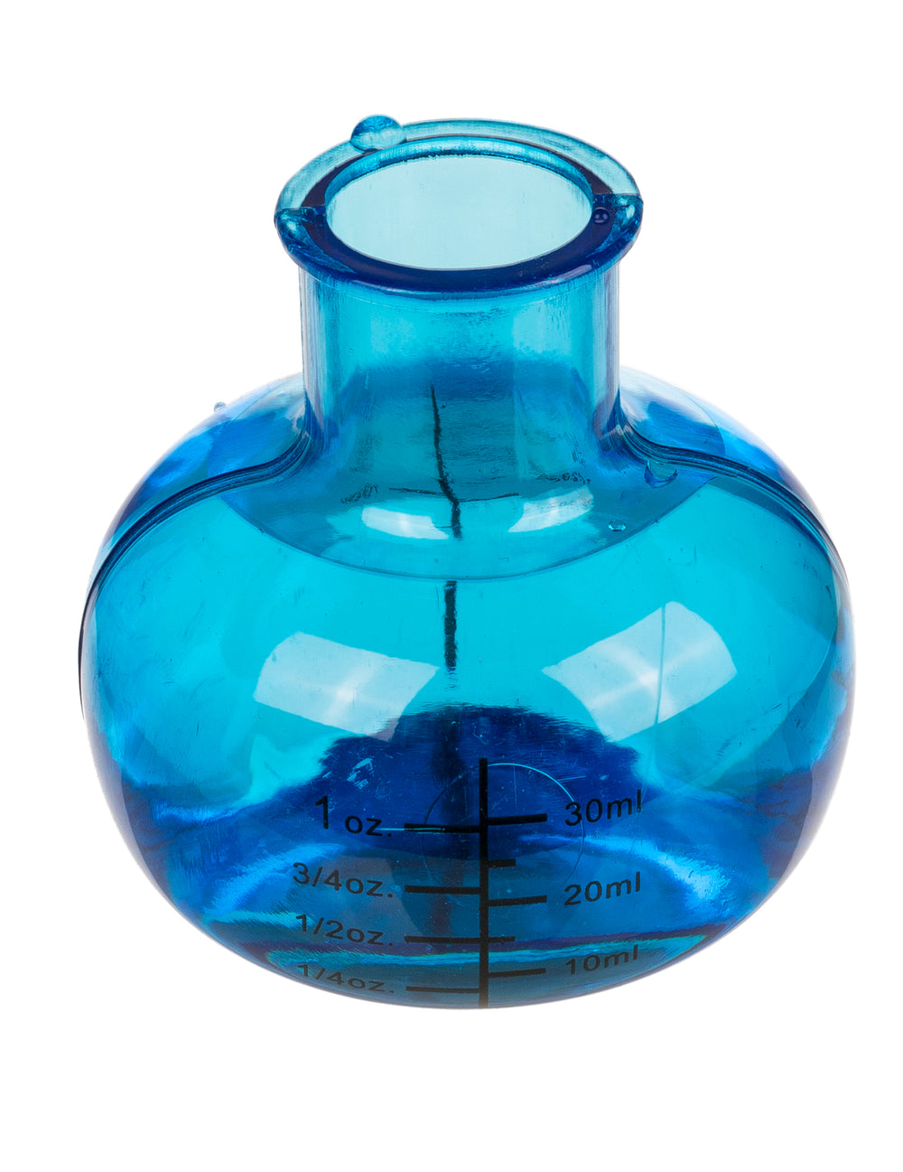 Détail du verre bleu gradué du set de 4 verres shooters chimiste