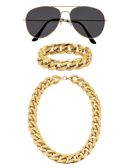 Vue d'ensemble du set accessoires bling bling adulte